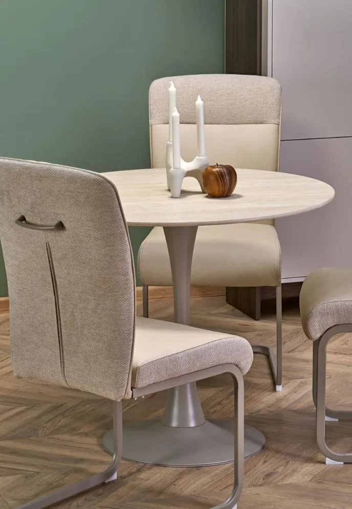 Stół okrągły TOLIO 90x90 beżowy/kaszmirowy mały I sklep meblowy MIRAT.
