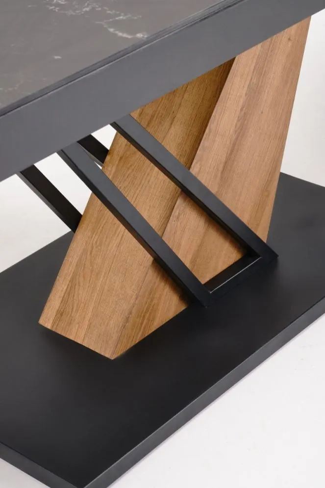 Duży stół rozkładany VOLANT 160(200)x90 czarny marmur/dąb złoty I sklep meblowy MIRAT. styl LOFT