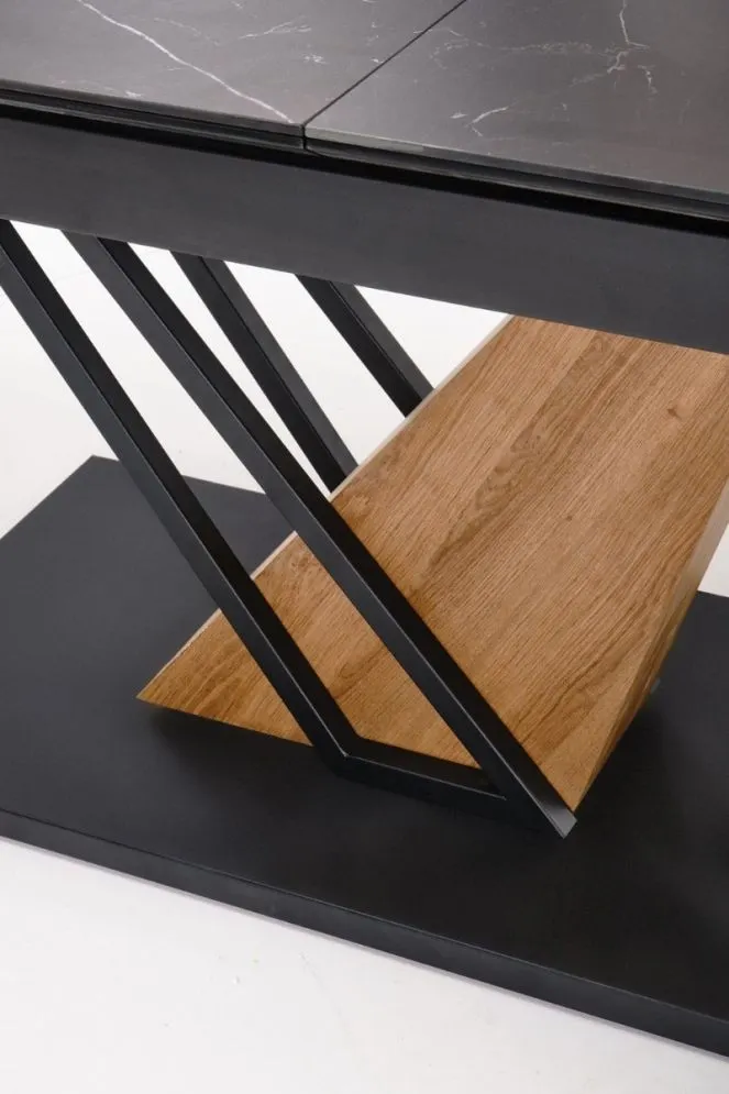 Duży stół rozkładany VOLANT 160(200)x90 czarny marmur/dąb złoty I sklep meblowy MIRAT. styl LOFT