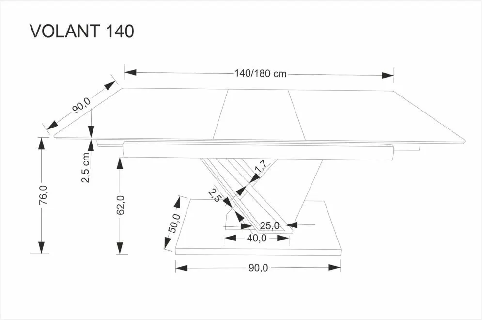Stół rozkładany do jadalni VOLANT 140(180)x90 czarny marmur/dąb złoty I sklep meblowy MIRAT. styl LOFT