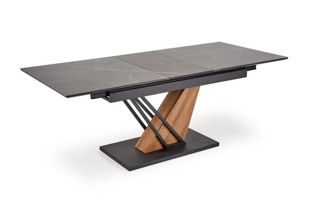 Duży stół rozkładany VOLANT 160(200)x90 czarny marmur/dąb złoty I sklep meblowy MIRAT. styl LOFT