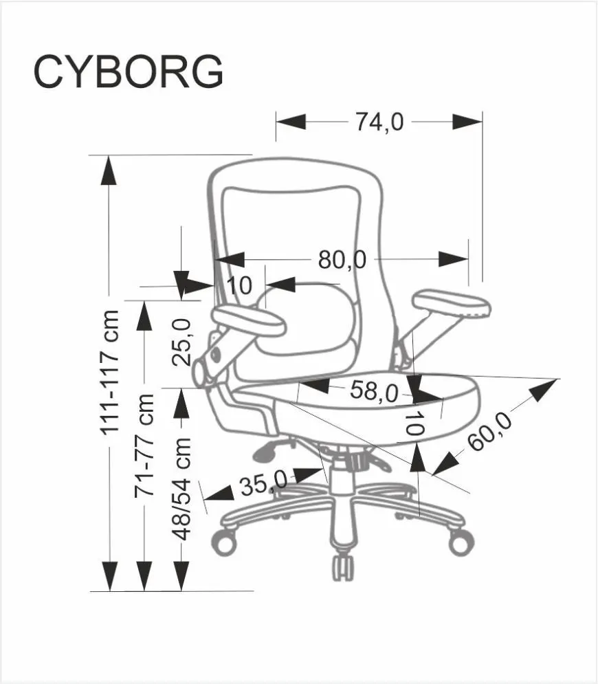 Fotel biurowy CYBORG czarny z regulowanymi podłokietnikami I sklep meblowy MIRAT.