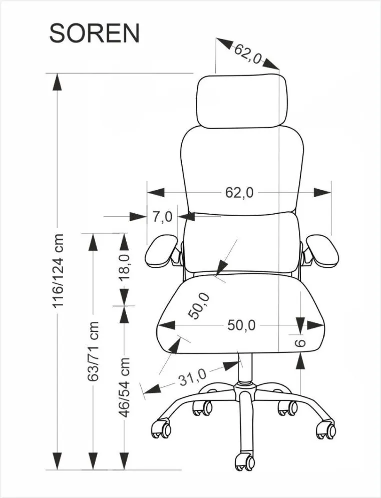 Fotel biurowy SOREN czarny z regulowanym zagłówkiem I sklep meblowy MIRAT.
