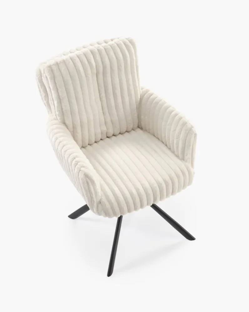 Krzesło tapicerowane K572 kremowe obracane z podłokietnikami I sklep meblowy MIRAT.