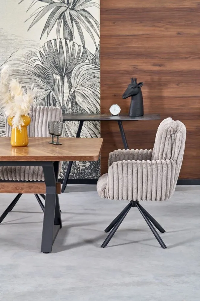 Krzesło tapicerowane K572 szare obracane futerkowe I sklep meblowy MIRAT.