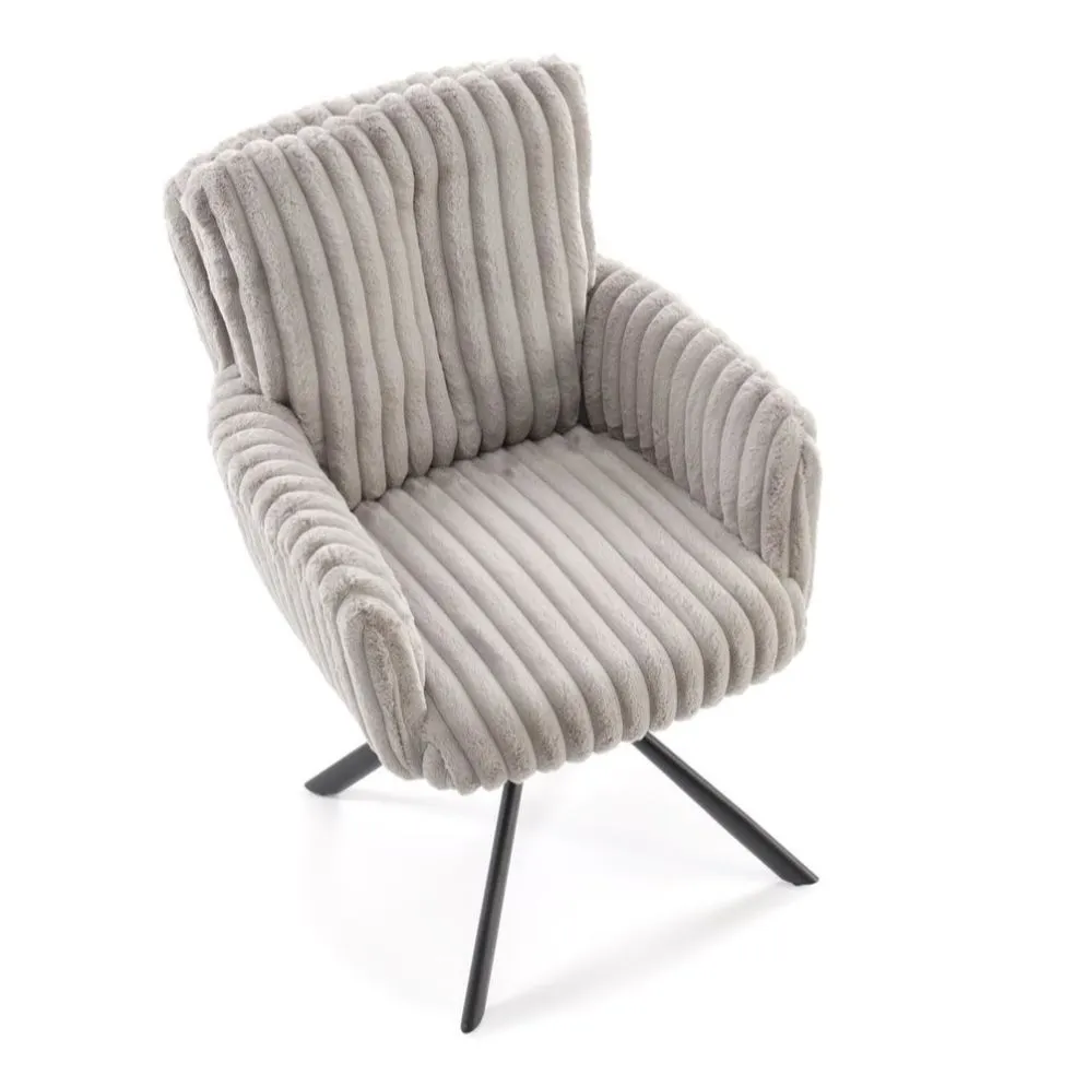 Krzesło tapicerowane K572 szare obracane futerkowe I sklep meblowy MIRAT.