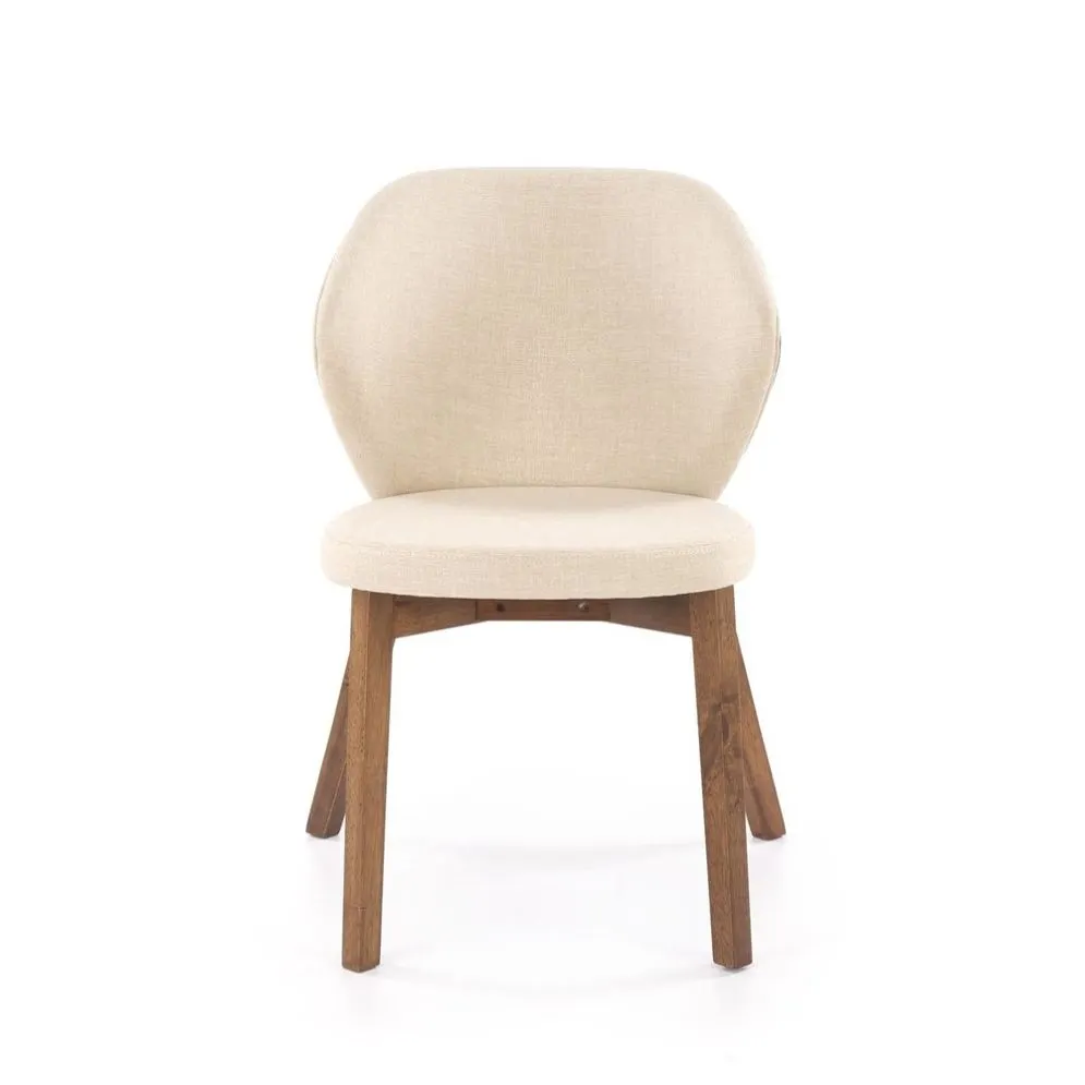 Krzesło tapicerowane K583 orzech/beżowe drewniane I sklep meblowy MIRAT. styl SKANDYNAWSKI