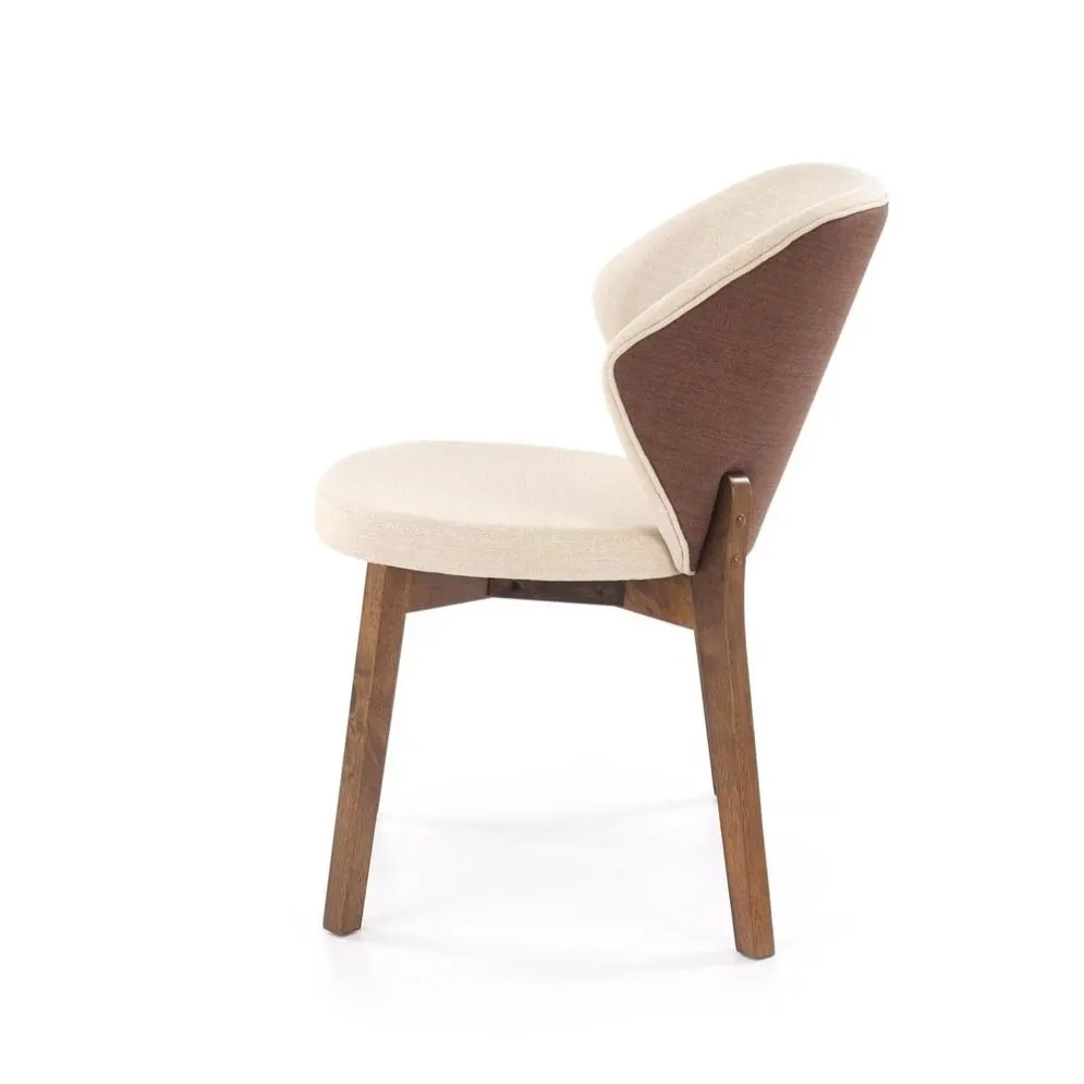 Krzesło tapicerowane K583 orzech/beżowe drewniane I sklep meblowy MIRAT. styl SKANDYNAWSKI
