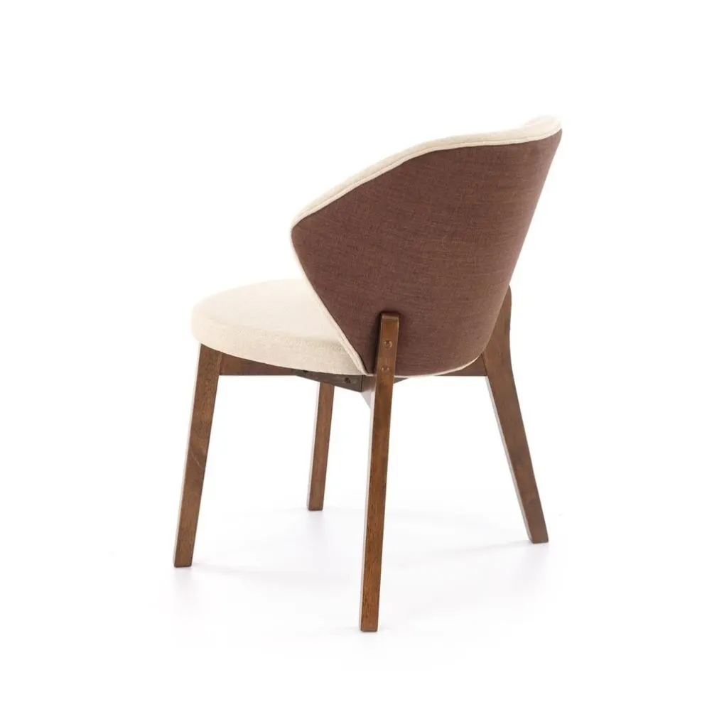 Krzesło tapicerowane K583 orzech/beżowe drewniane I sklep meblowy MIRAT. styl SKANDYNAWSKI
