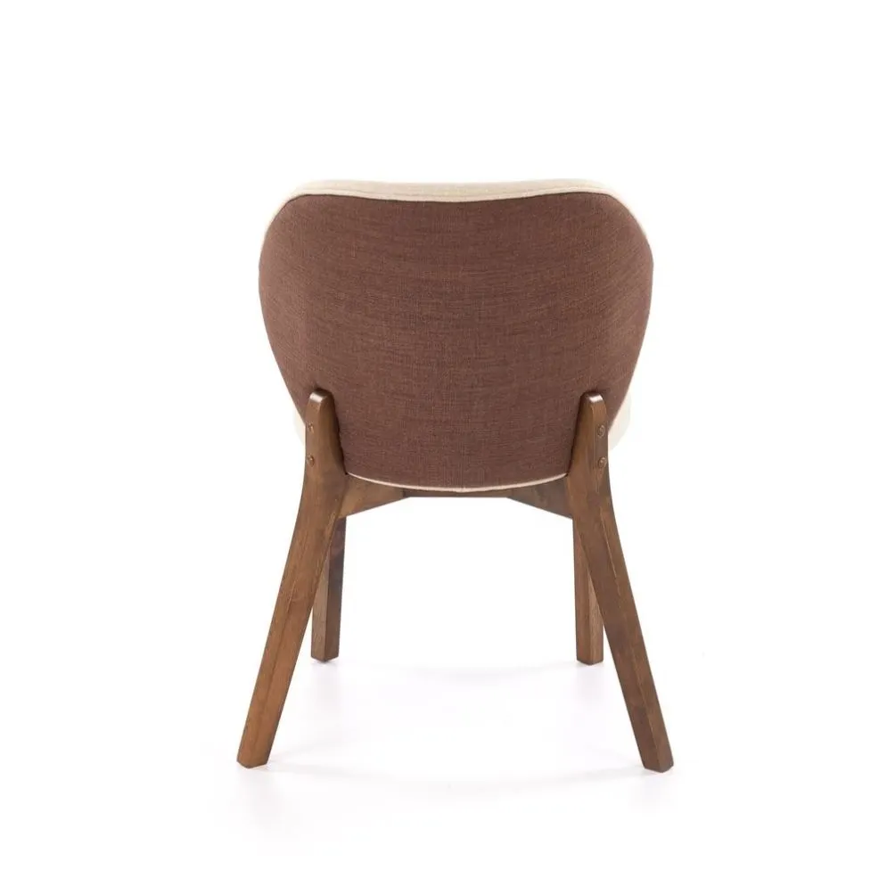 Krzesło tapicerowane K583 orzech/beżowe drewniane I sklep meblowy MIRAT. styl SKANDYNAWSKI