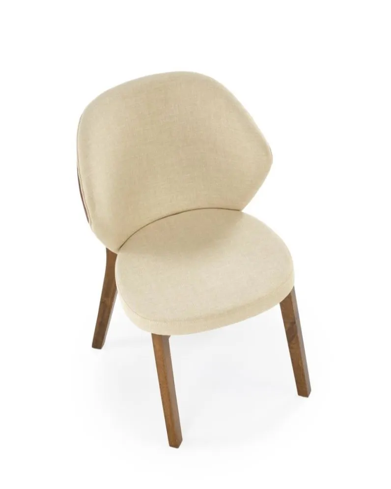 Krzesło tapicerowane K583 orzech/beżowe drewniane I sklep meblowy MIRAT. styl SKANDYNAWSKI