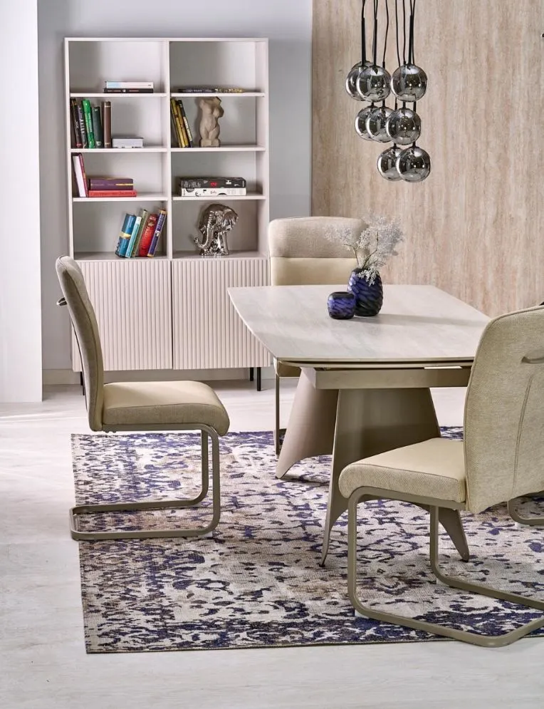 Krzesło tapicerowane K584 beżowe/kaszmirowe na płozie I sklep meblowy MIRAT.