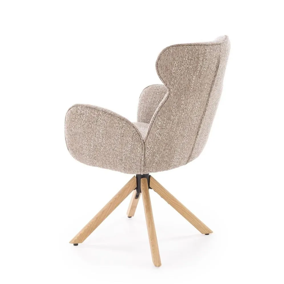 Krzesło tapicerowane K585 beżowe/dębowe obracane do jadalni I sklep meblowy MIRAT.