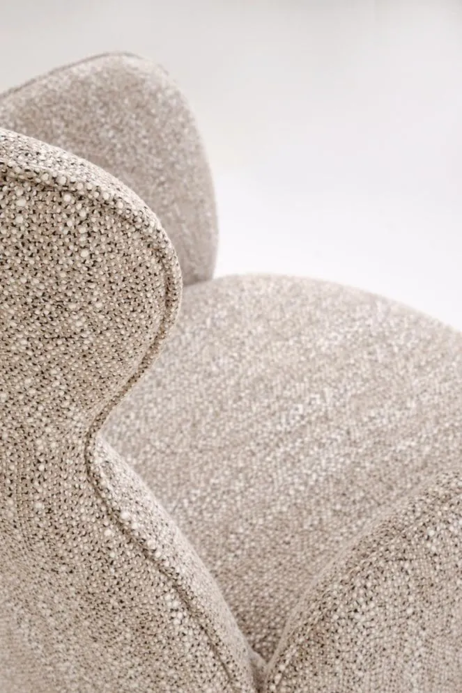 Krzesło tapicerowane K585 beżowe/dębowe obracane do jadalni I sklep meblowy MIRAT.