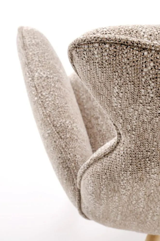 Krzesło tapicerowane K585 beżowe/dębowe obracane do jadalni I sklep meblowy MIRAT.