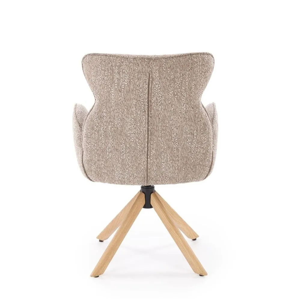 Krzesło tapicerowane K585 beżowe/dębowe obracane do jadalni I sklep meblowy MIRAT.