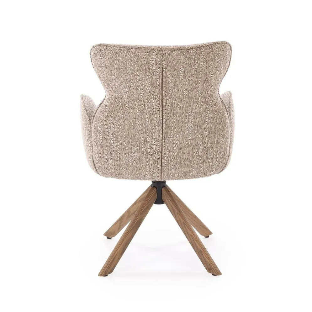 Krzesło tapicerowane K585 beżowe/orzechowe obracane 360 stopni I sklep meblowy MIRAT. styl SKANDYNAWSKI
