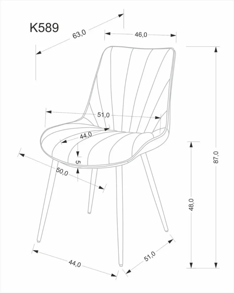 Krzesło tapicerowane K589 szare welurowe I sklep meblowy MIRAT.