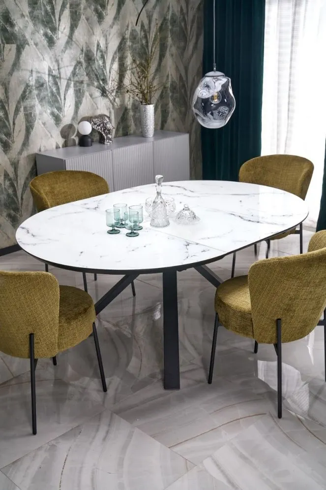 Krzesło tapicerowane K590 oliwkowe na metalowych nogach I sklep meblowy MIRAT.