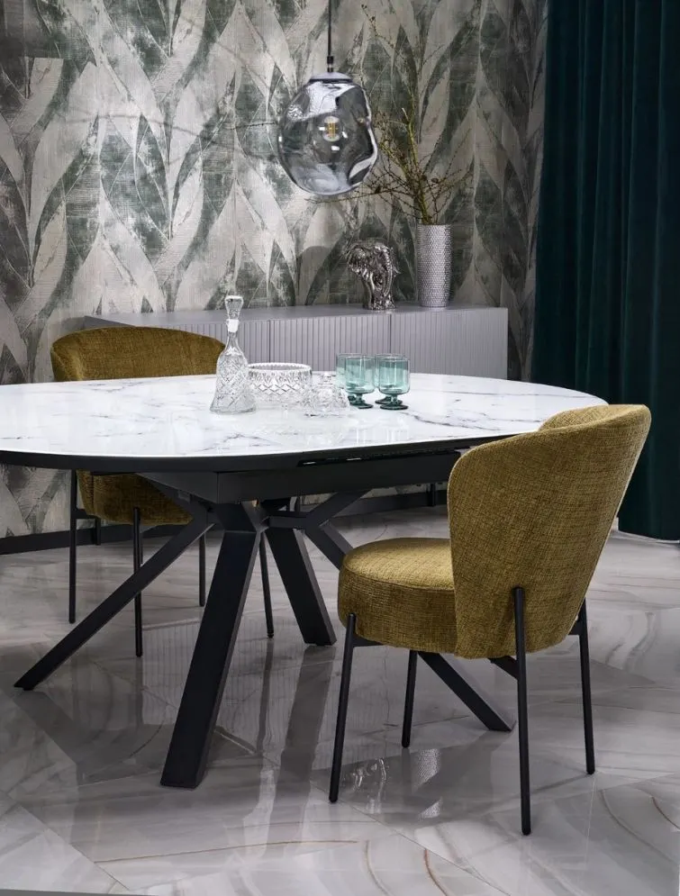 Krzesło tapicerowane K590 oliwkowe na metalowych nogach I sklep meblowy MIRAT.