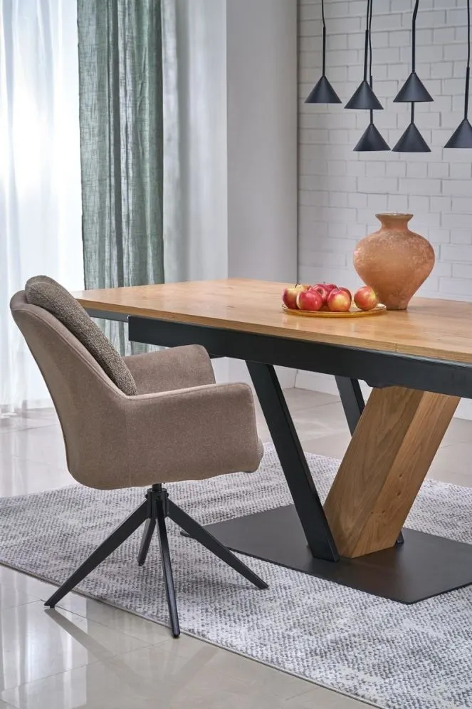 Krzesło tapicerowane K591 brązowe obracane na metalowych nogach I sklep meblowy MIRAT. styl LOFT