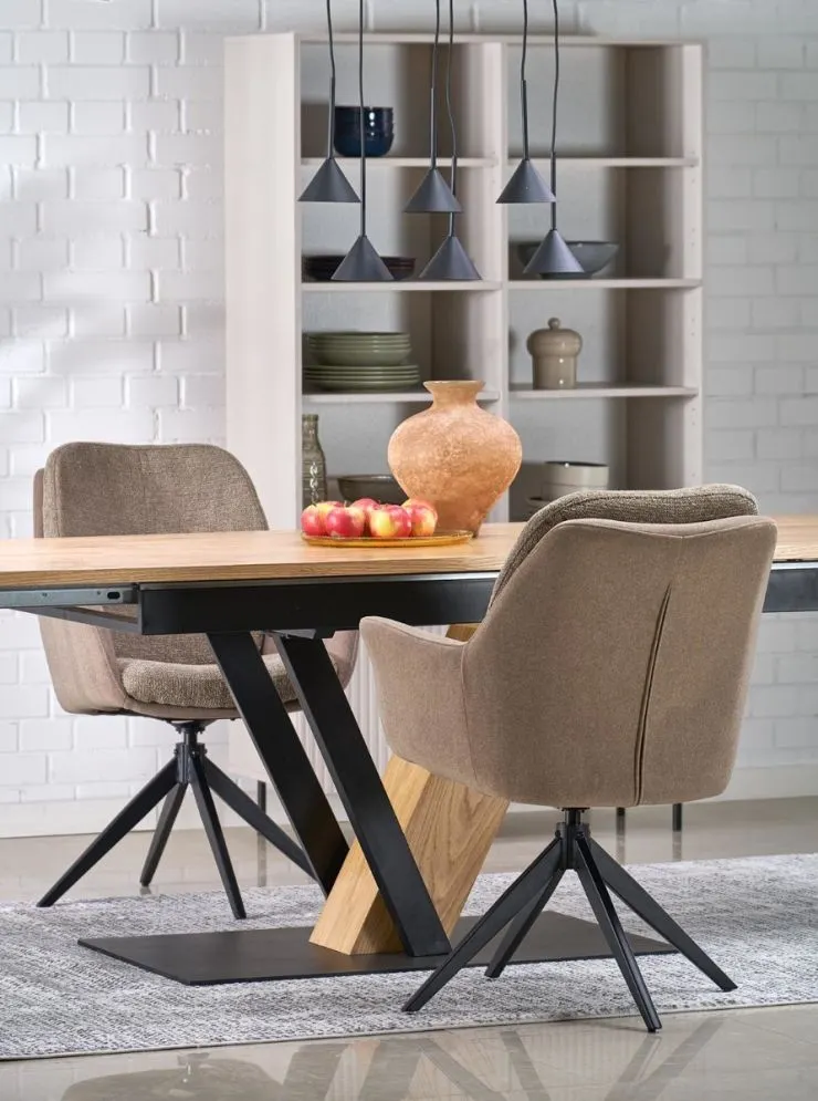 Krzesło tapicerowane K591 brązowe obracane na metalowych nogach I sklep meblowy MIRAT. styl LOFT