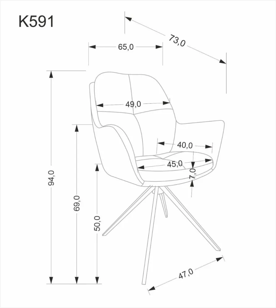 Krzesło tapicerowane K591 jasnoszare obracane do salonu I sklep meblowy MIRAT. styl LOFT