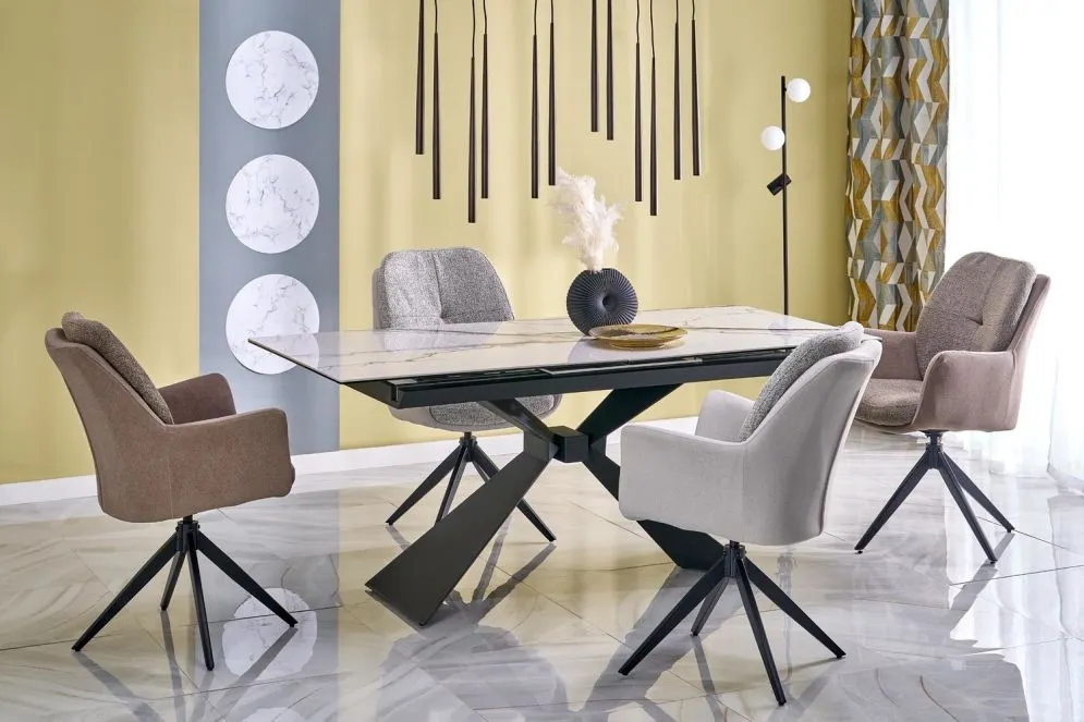 Krzesło tapicerowane K591 brązowe obracane na metalowych nogach I sklep meblowy MIRAT. styl LOFT