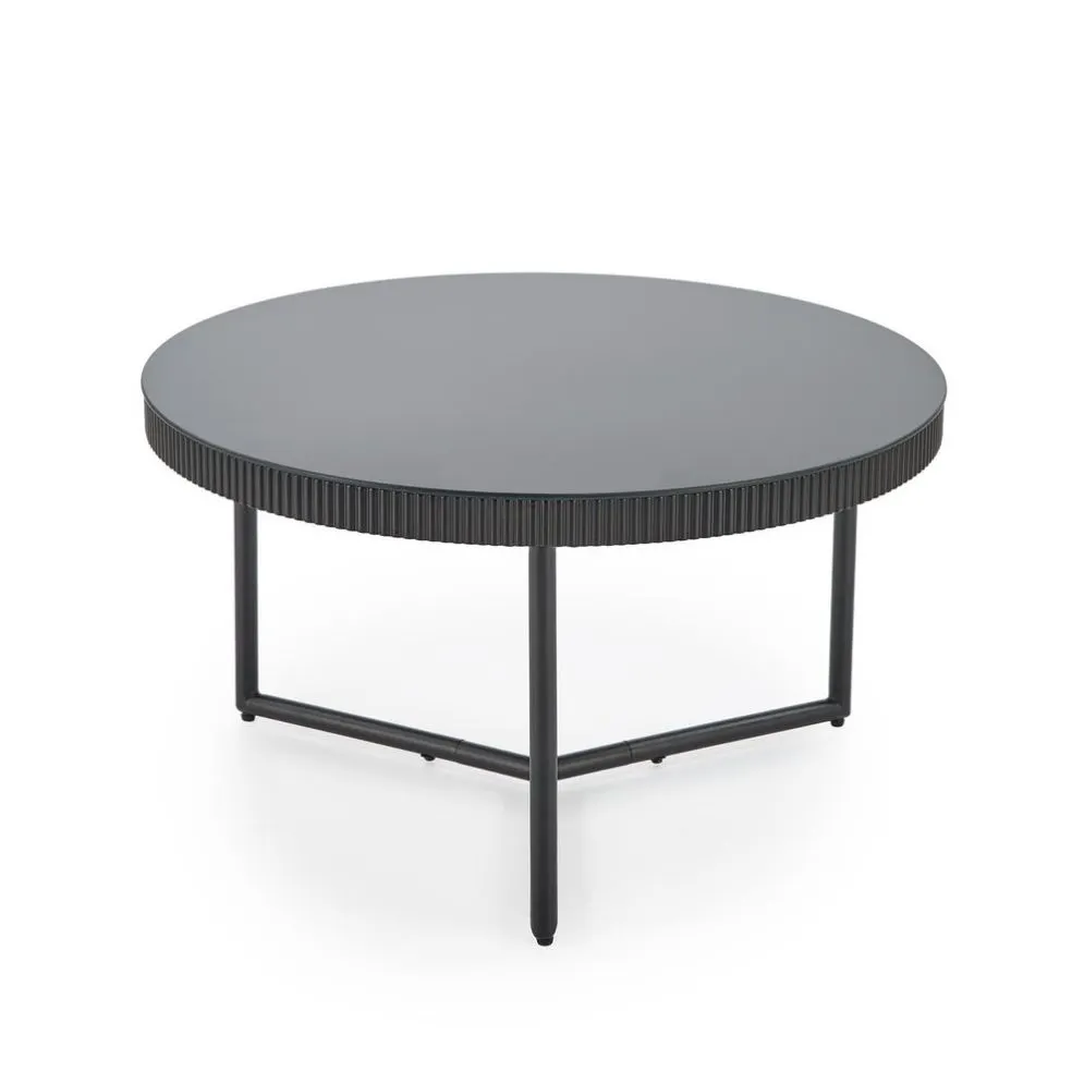 Stolik kawowy COSMO 80x80cm czarny okragły I sklep meblowy MIRAT. styl LOFT, RYFLOWANY