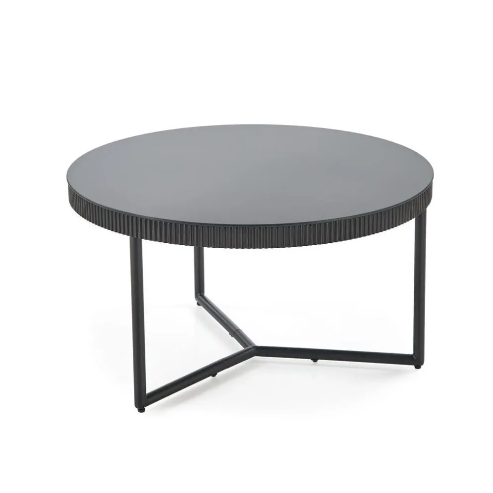 Stolik kawowy COSMO 80x80cm czarny okragły I sklep meblowy MIRAT. styl LOFT, RYFLOWANY