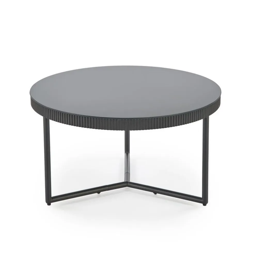 Stolik kawowy COSMO 80x80cm czarny okragły I sklep meblowy MIRAT. styl LOFT, RYFLOWANY
