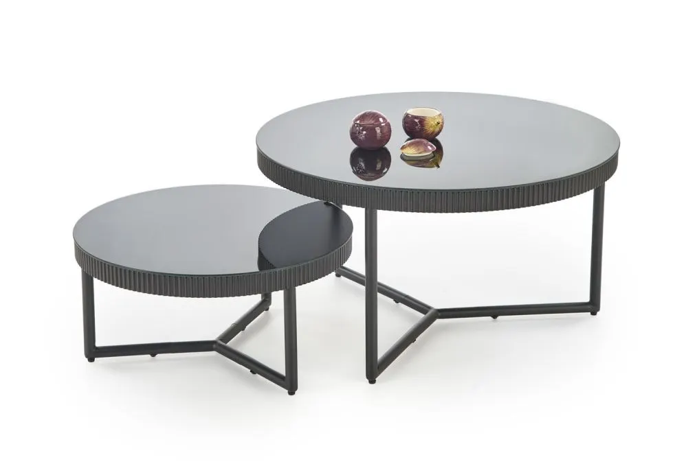 Stolik kawowy COSMO 80x80cm czarny okragły I sklep meblowy MIRAT. styl LOFT, RYFLOWANY