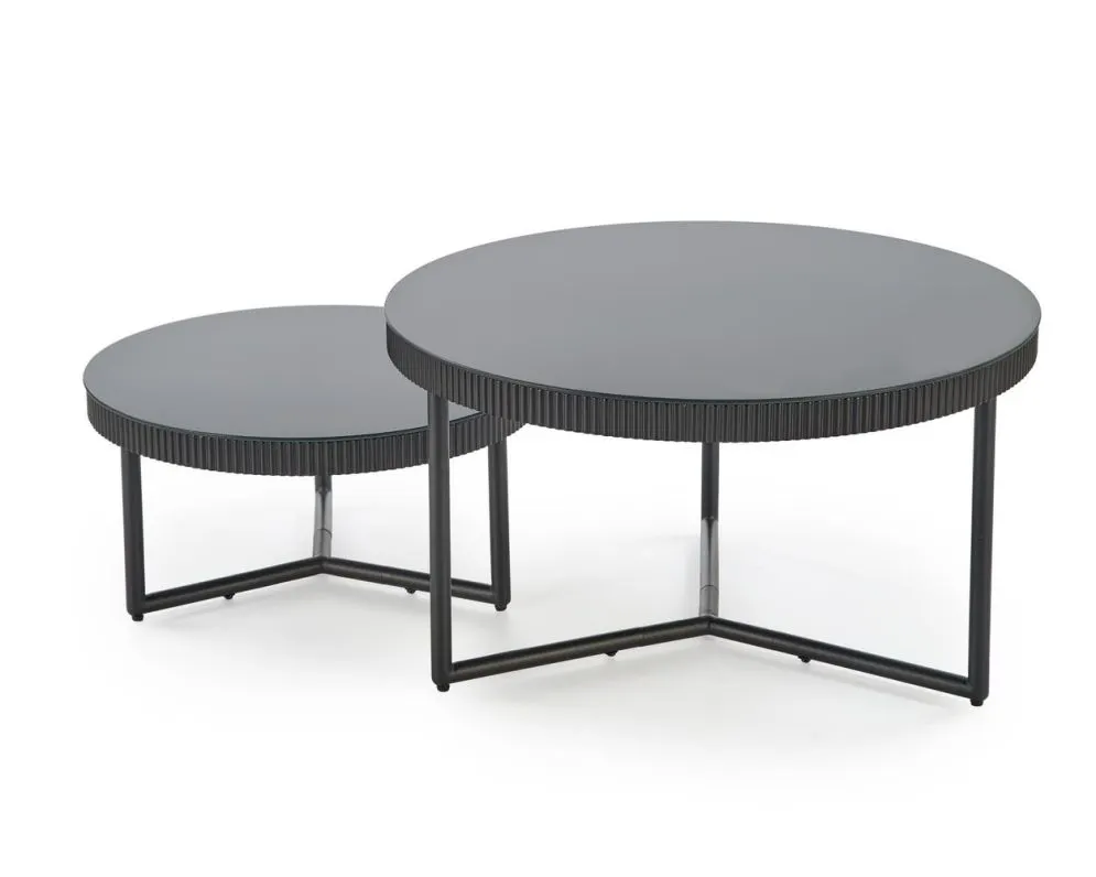 Stolik kawowy COSMO 80x80cm czarny okragły I sklep meblowy MIRAT. styl LOFT, RYFLOWANY