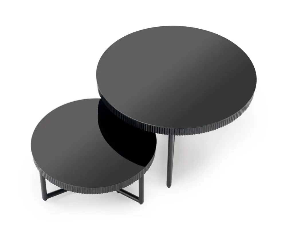 Stolik kawowy COSMO 80x80cm czarny okragły I sklep meblowy MIRAT. styl LOFT, RYFLOWANY