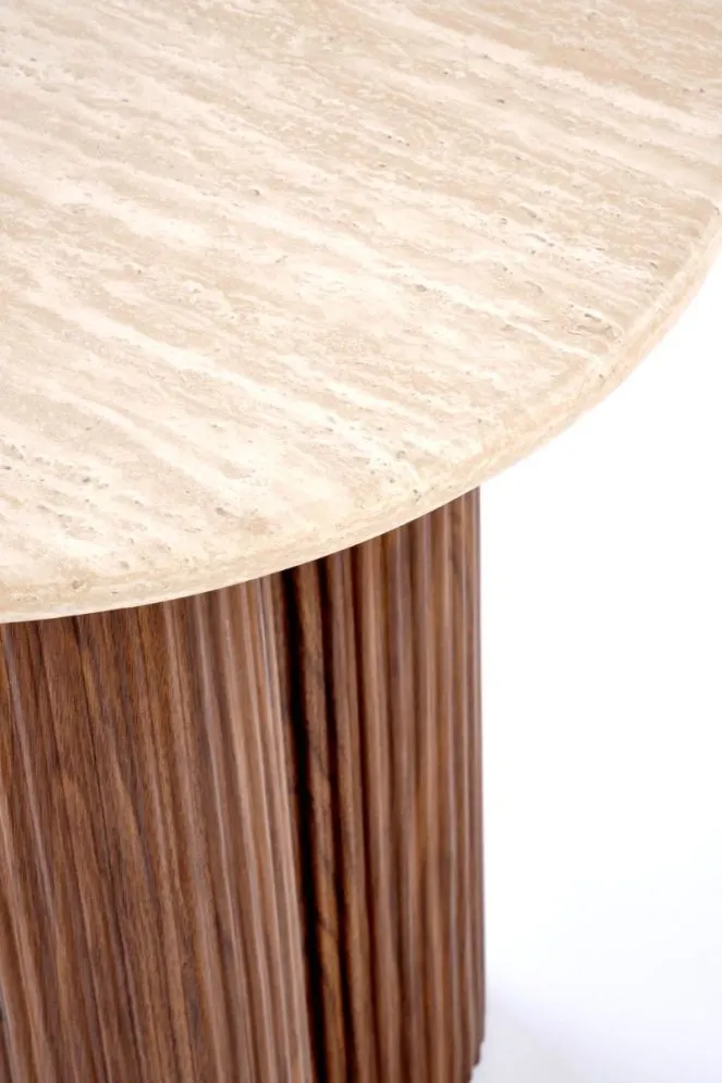 Designerski stolik kawowy DOROTEA 80x80 trawertyn/orzechowy I sklep meblowy MIRAT.