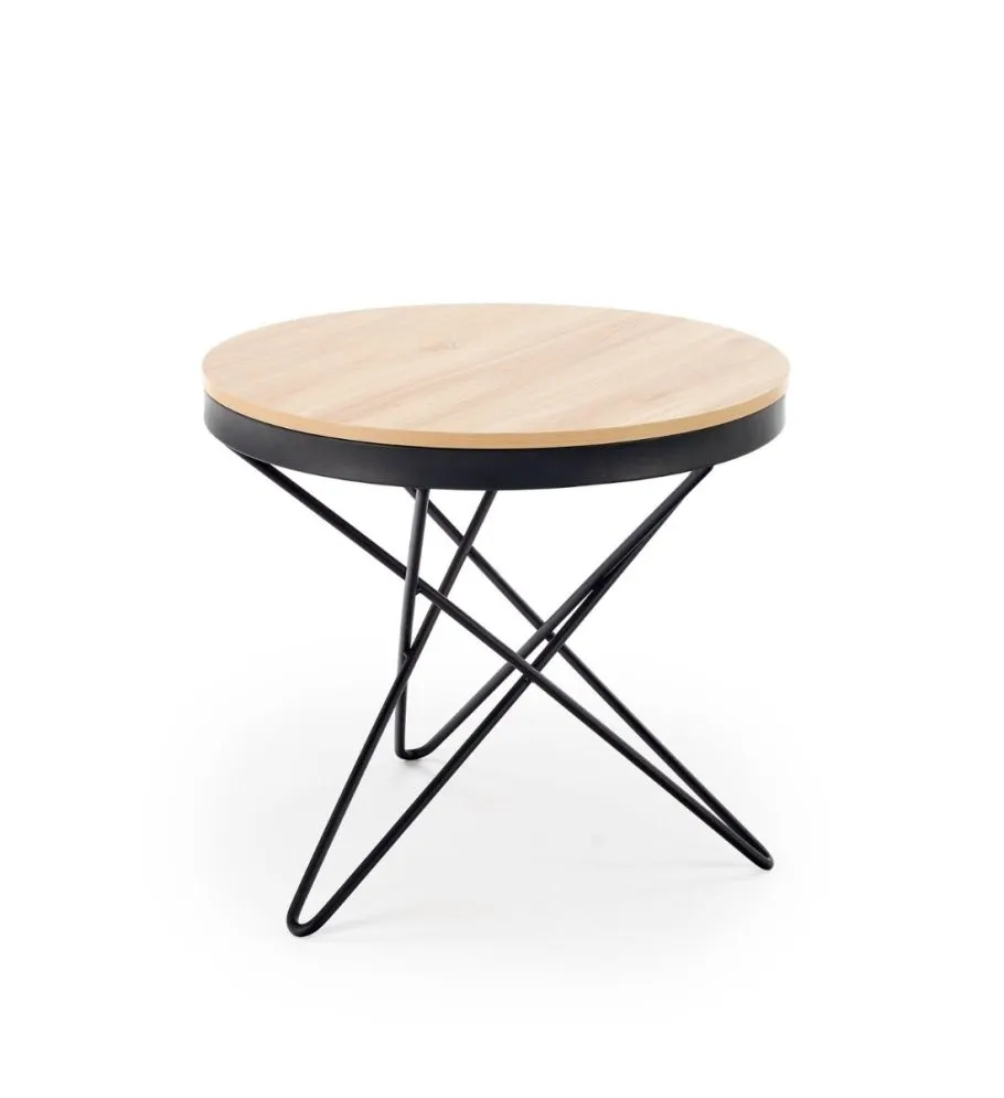 Stolik kawowy LEILA 60x60 dąb naturalny/czarny do salonu I sklep meblowy MIRAT. styl LOFT