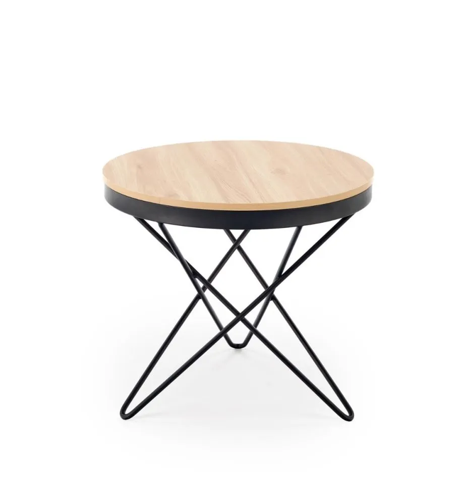 Stolik kawowy LEILA 60x60 dąb naturalny/czarny do salonu I sklep meblowy MIRAT. styl LOFT