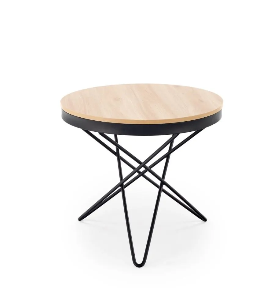 Stolik kawowy LEILA 60x60 dąb naturalny/czarny do salonu I sklep meblowy MIRAT. styl LOFT