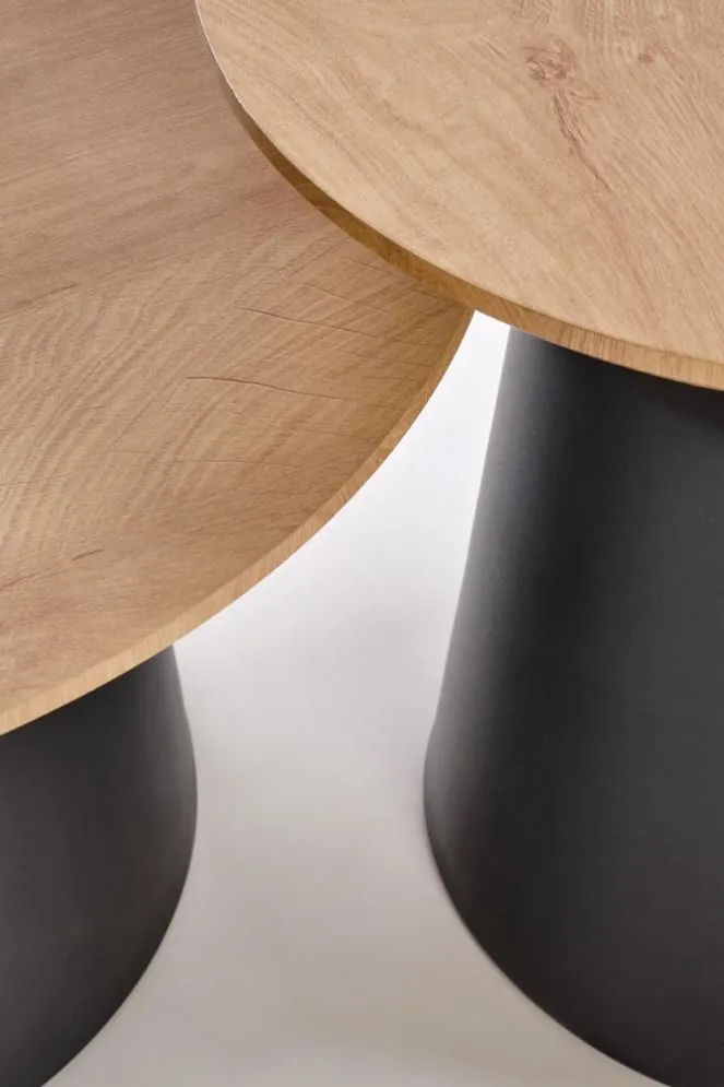 Zestaw 2 stolików kawowych MALOMI dąb naturalny/czarny loftowe I sklep meblowy MIRAT. styl LOFT