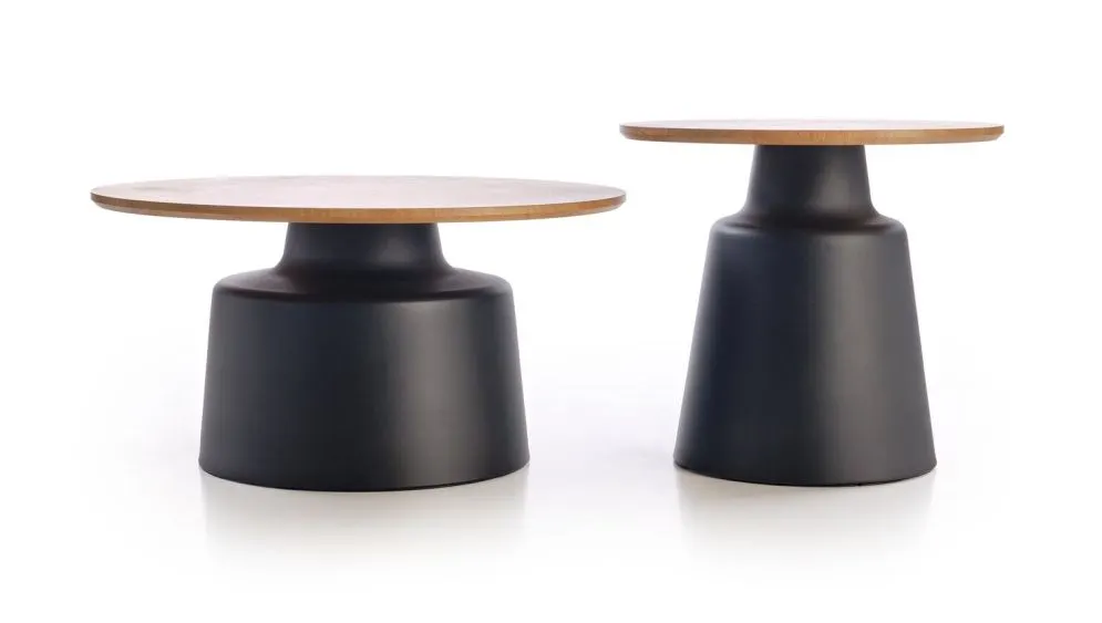 Zestaw 2 stolików kawowych MALOMI dąb naturalny/czarny loftowe I sklep meblowy MIRAT. styl LOFT