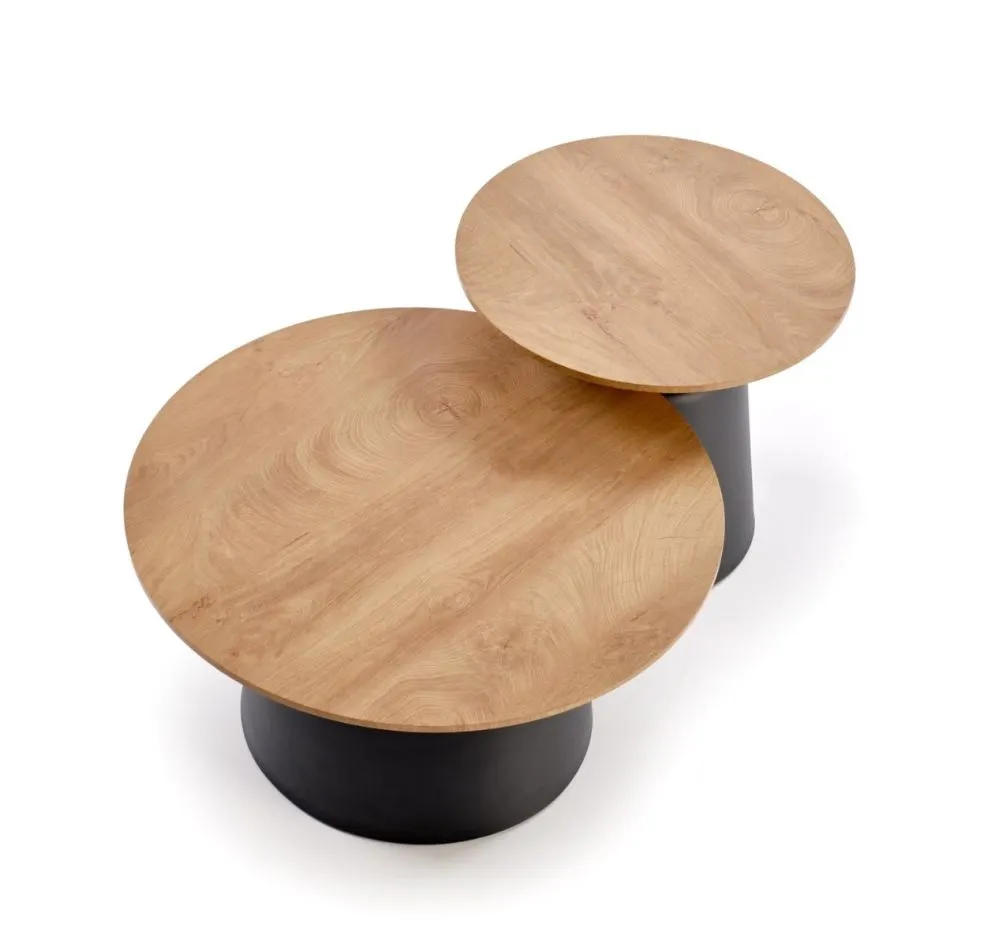 Zestaw 2 stolików kawowych MALOMI dąb naturalny/czarny loftowe I sklep meblowy MIRAT. styl LOFT