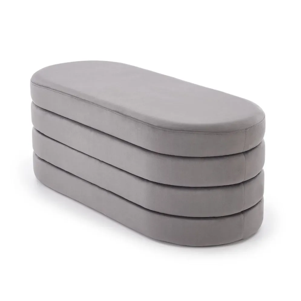 Ławka tapicerowana CALPI szara z pojemnikiem welurowa I sklep meblowy MIRAT.