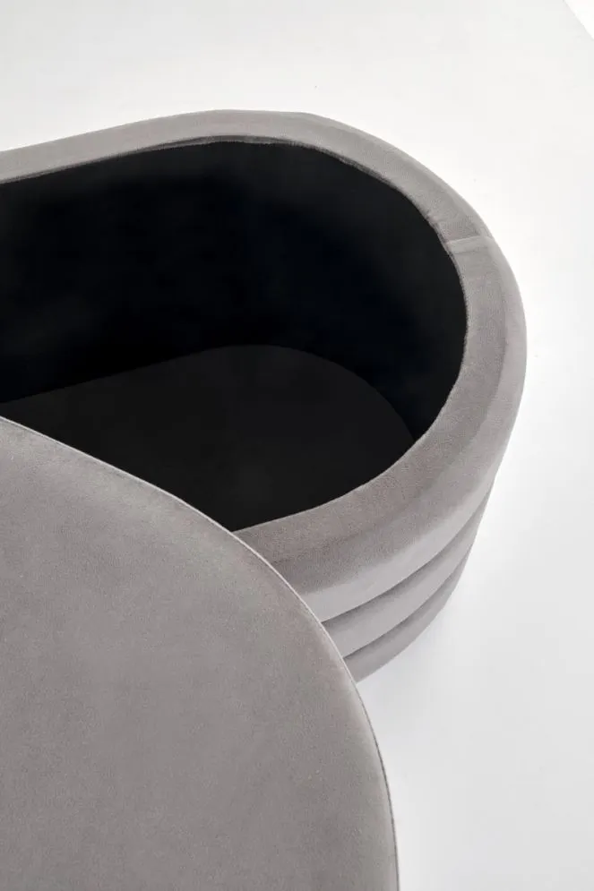 Ławka tapicerowana CALPI szara z pojemnikiem welurowa I sklep meblowy MIRAT.