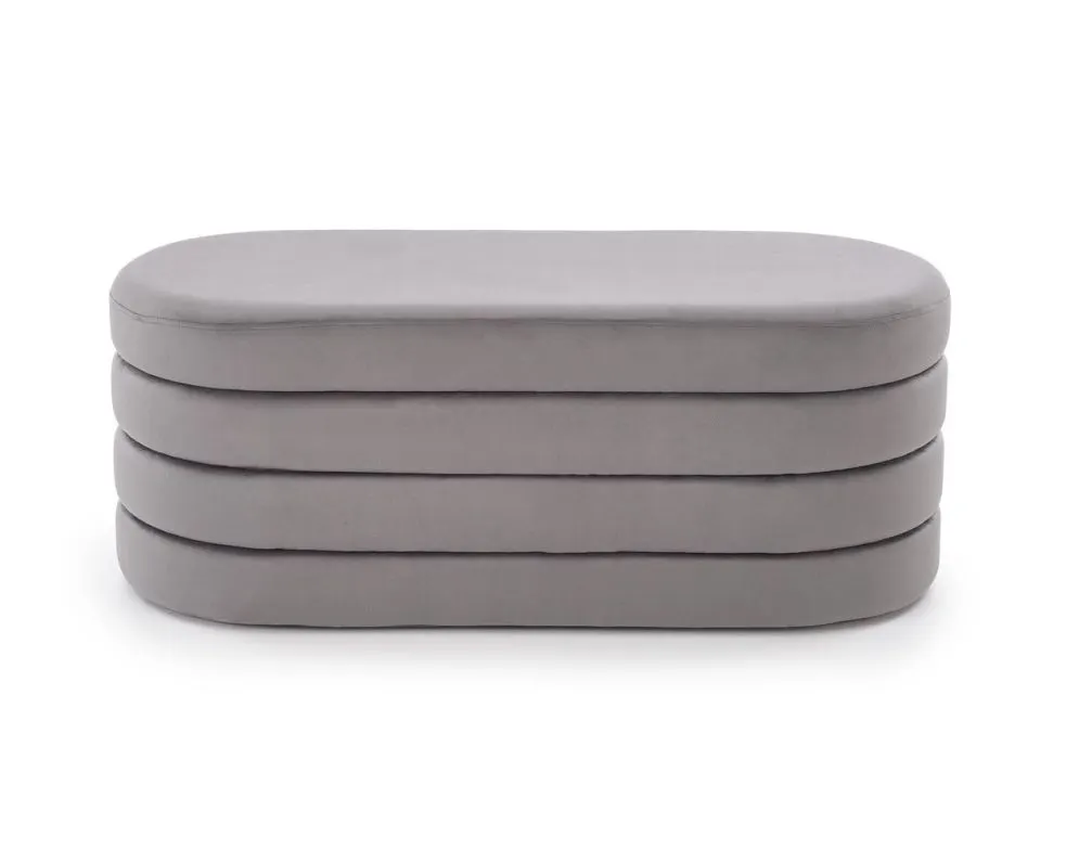 Ławka tapicerowana CALPI szara z pojemnikiem welurowa I sklep meblowy MIRAT.