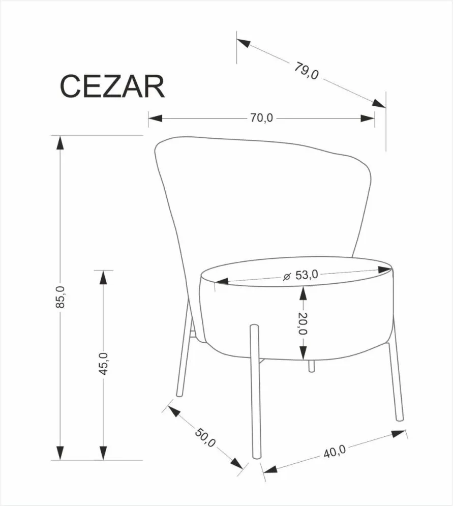 Fotel do salonu CEZAR szary loftowy I sklep meblowy MIRAT.
