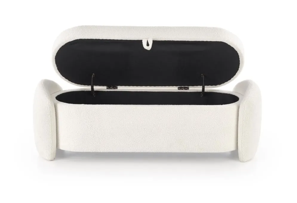 Ławka FICARIA kremowa z pojemnikiem boucle I sklep meblowy MIRAT. styl SKANDYNAWSKI