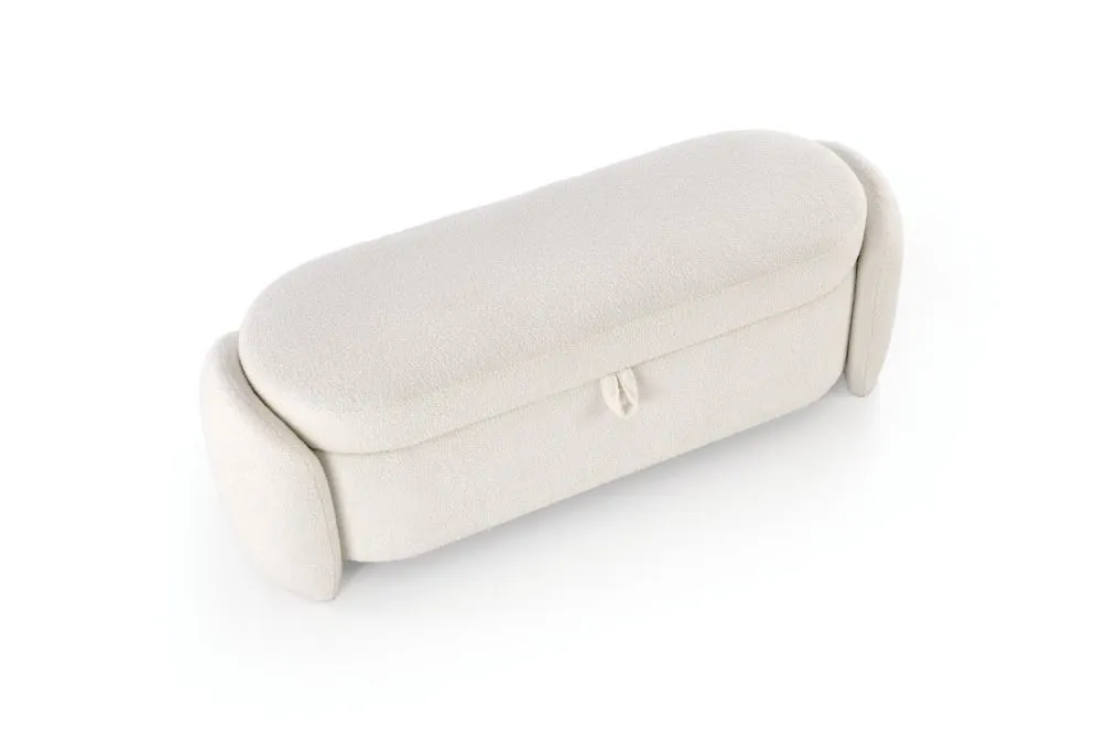 Ławka FICARIA kremowa z pojemnikiem boucle I sklep meblowy MIRAT. styl SKANDYNAWSKI