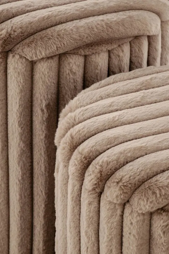 Zestaw puf FIDO cappuccino/złote ze schowkiem okrągłych I sklep meblowy MIRAT. styl GLAMOUR