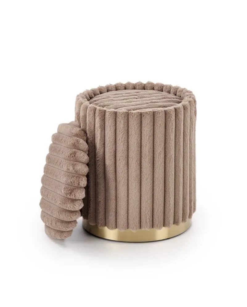 Zestaw puf FIDO cappuccino/złote ze schowkiem okrągłych I sklep meblowy MIRAT. styl GLAMOUR