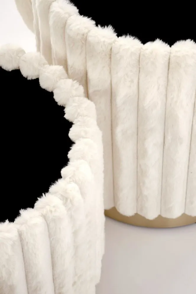 Zestaw dwóch puf FIDO kremowe/złote ze schowkiem I sklep meblowy MIRAT. styl GLAMOUR